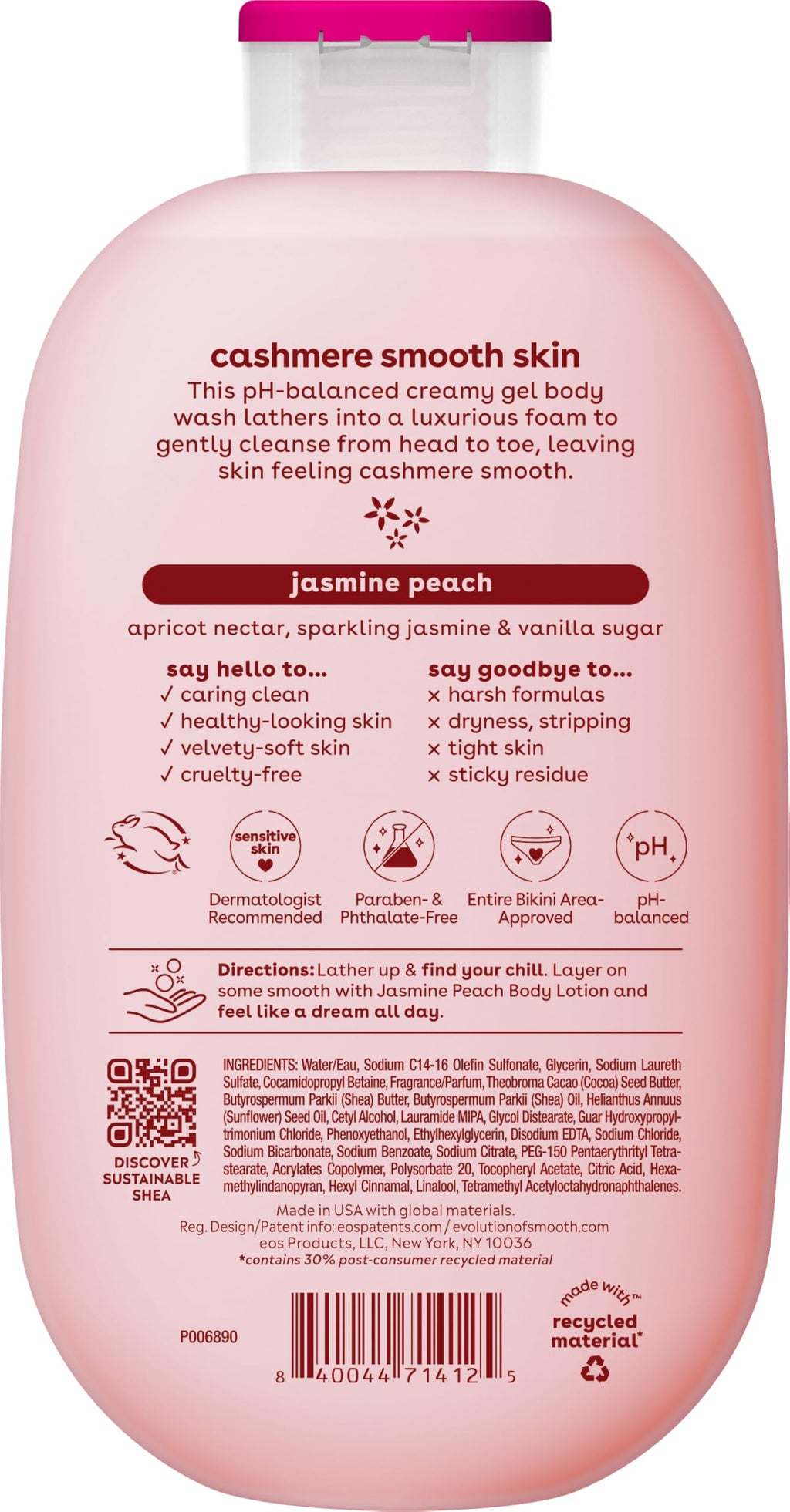 eos Cashmere Body Wash- Fresh & Cozy, Creamy Gel with Shea Butter, 16 fl oz