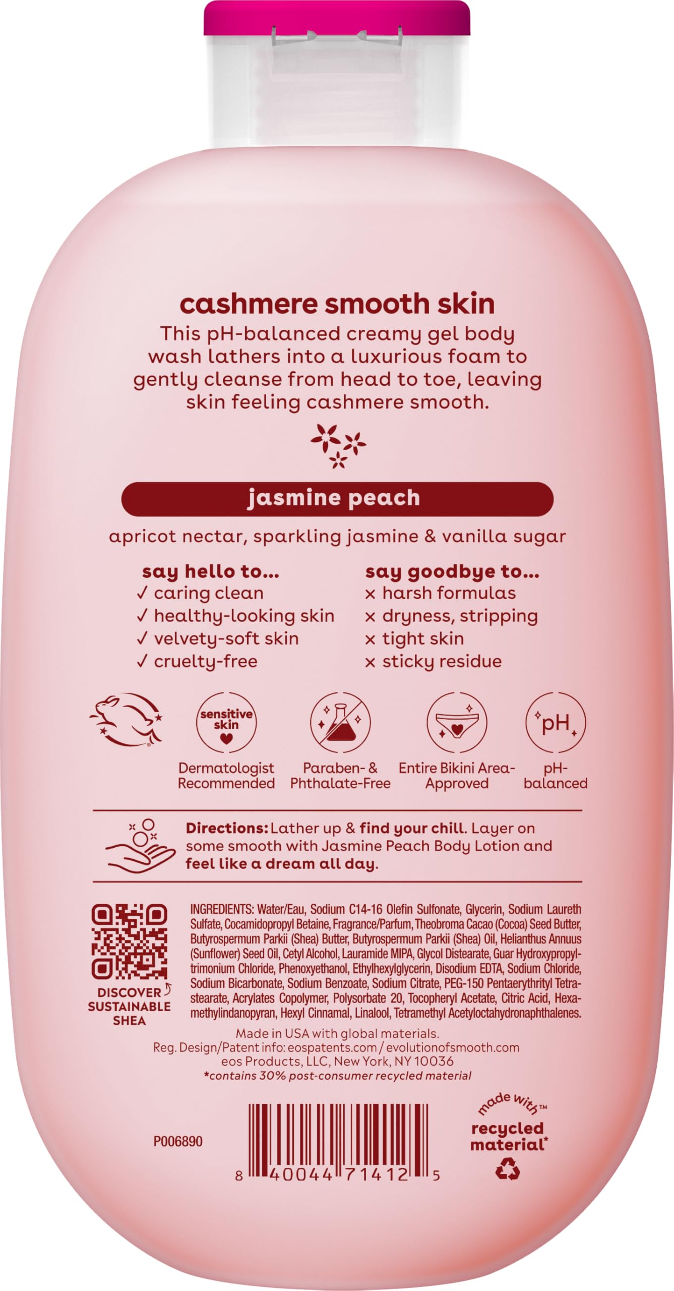 eos Cashmere Body Wash- Fresh & Cozy, Creamy Gel with Shea Butter, 16 fl oz