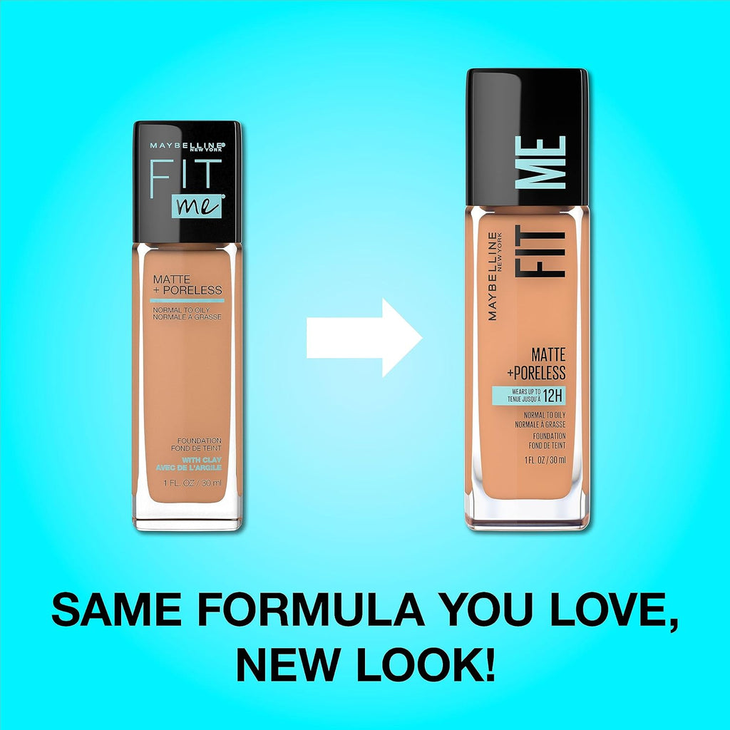 Maybelline New York Liquid Foundation, Full Coverage, Absorbs Oil, Normal to Oily Skin, Fit Matte+Poreless, Natural Beige