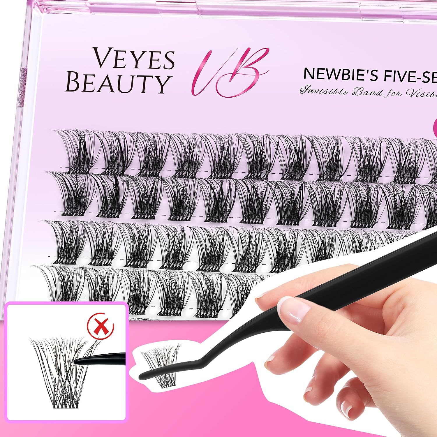 VEYESBEAUTY Manga Lash Clusters Eyelash Extensions Thin & Invisible Band