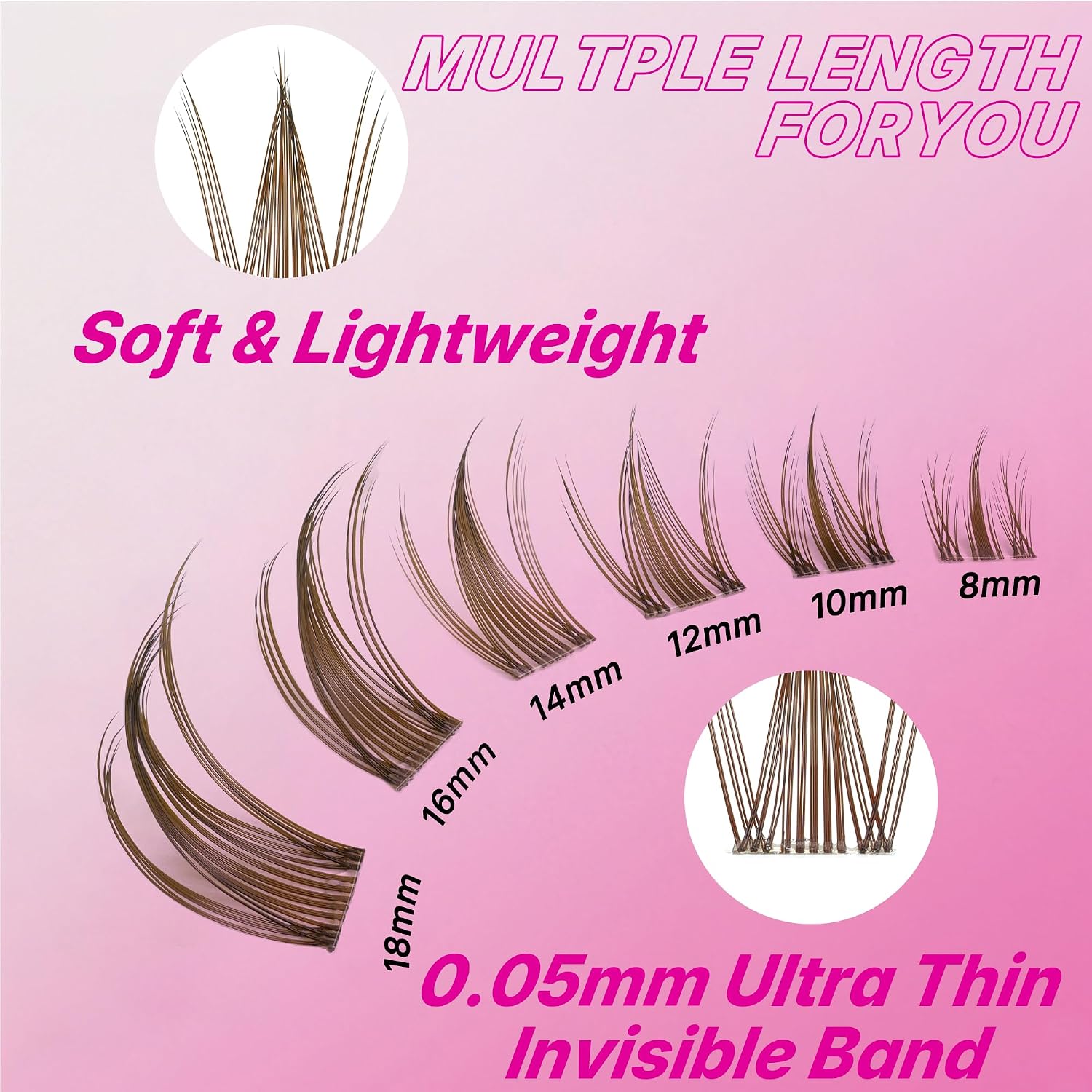 VEYESBEAUTY Manga Lash Clusters Eyelash Extensions Thin & Invisible Band