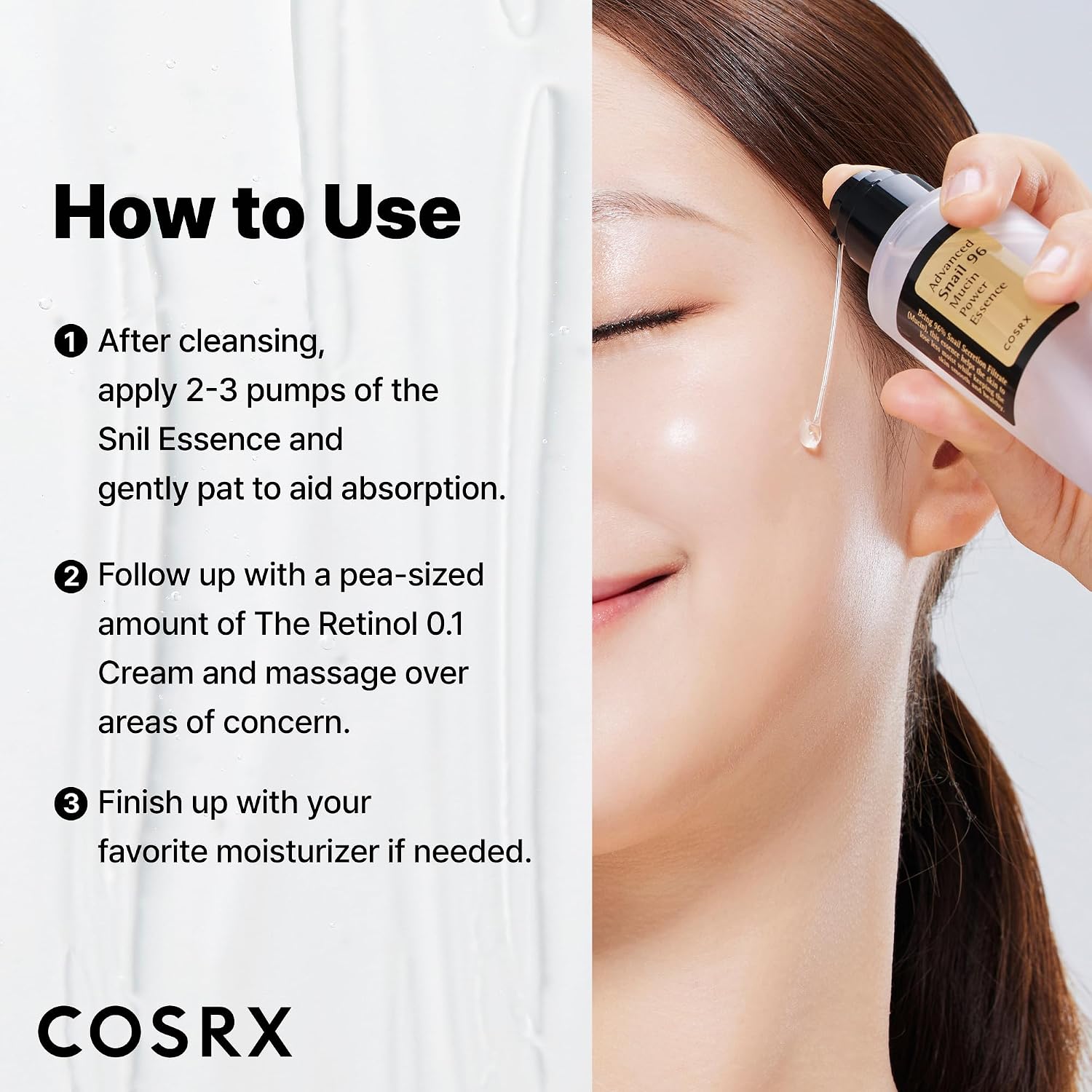 COSRX Snail Mucin 96% Power Repairing Essence 100ml, Hydrating Serum for Face with Snail Secretion Filtrate for Dull Skin & Fine Lines, Korean Skincare