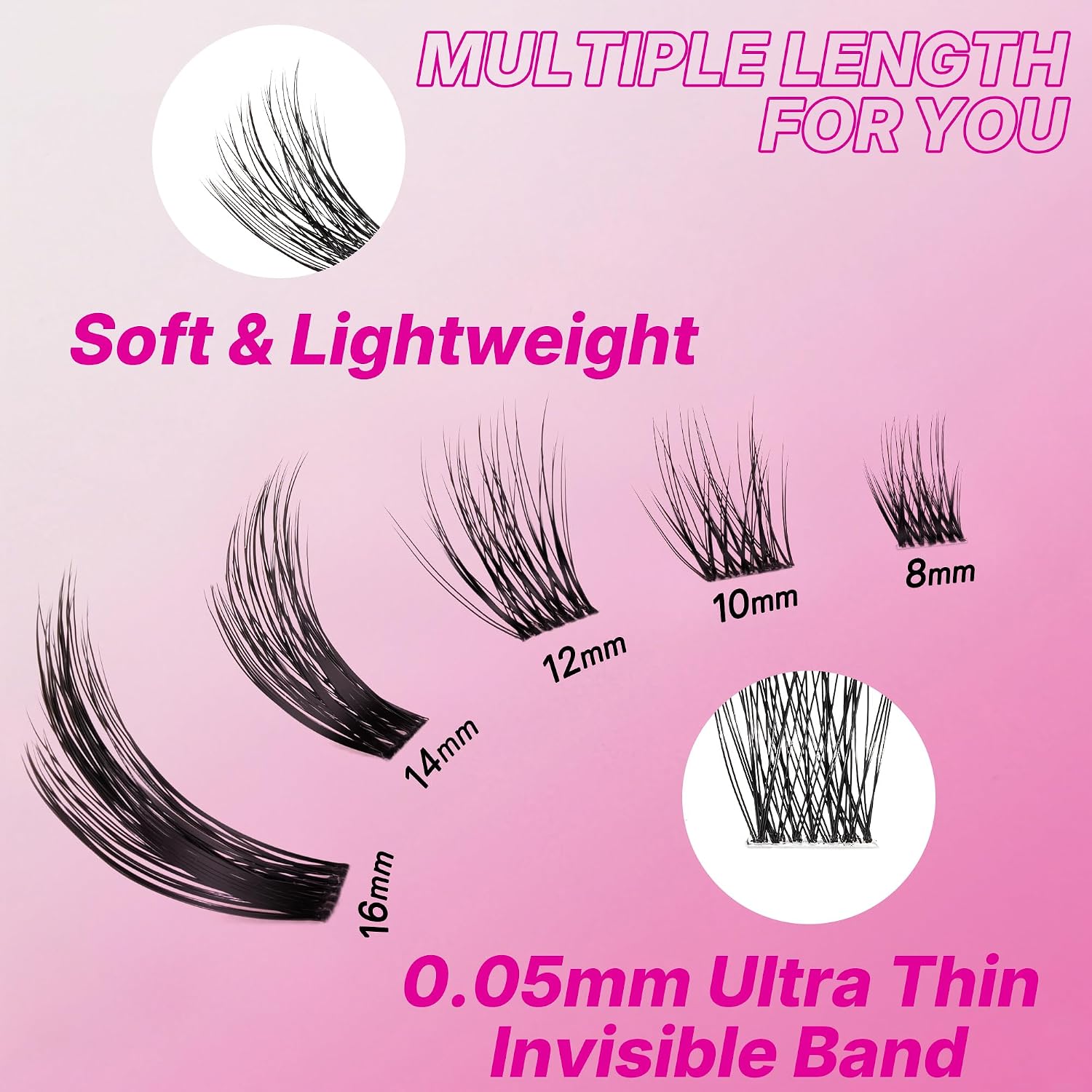VEYESBEAUTY Manga Lash Clusters Eyelash Extensions Thin & Invisible Band