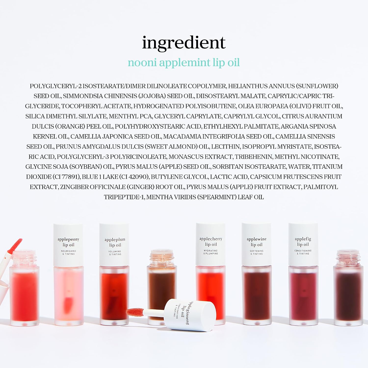 NOONI Korean Lip Oil - Appleberry - Plumping & Hydrating Tinted Lip Gloss
