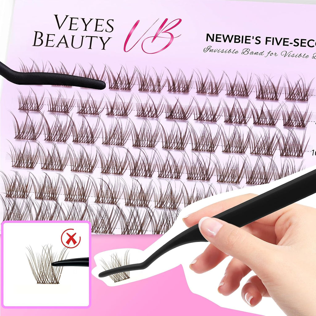 VEYESBEAUTY Manga Lash Clusters Eyelash Extensions Thin & Invisible Band