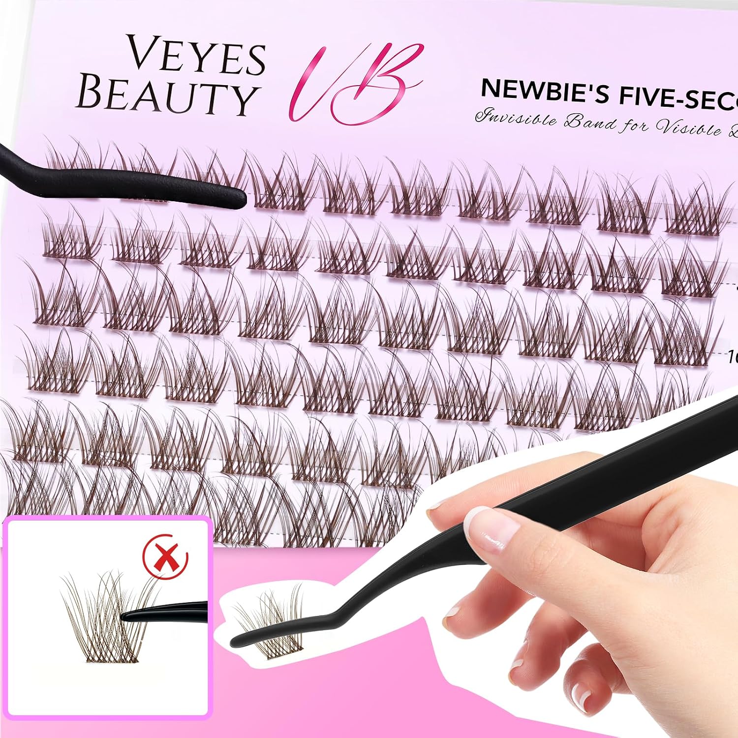 VEYESBEAUTY Manga Lash Clusters Eyelash Extensions Thin & Invisible Band