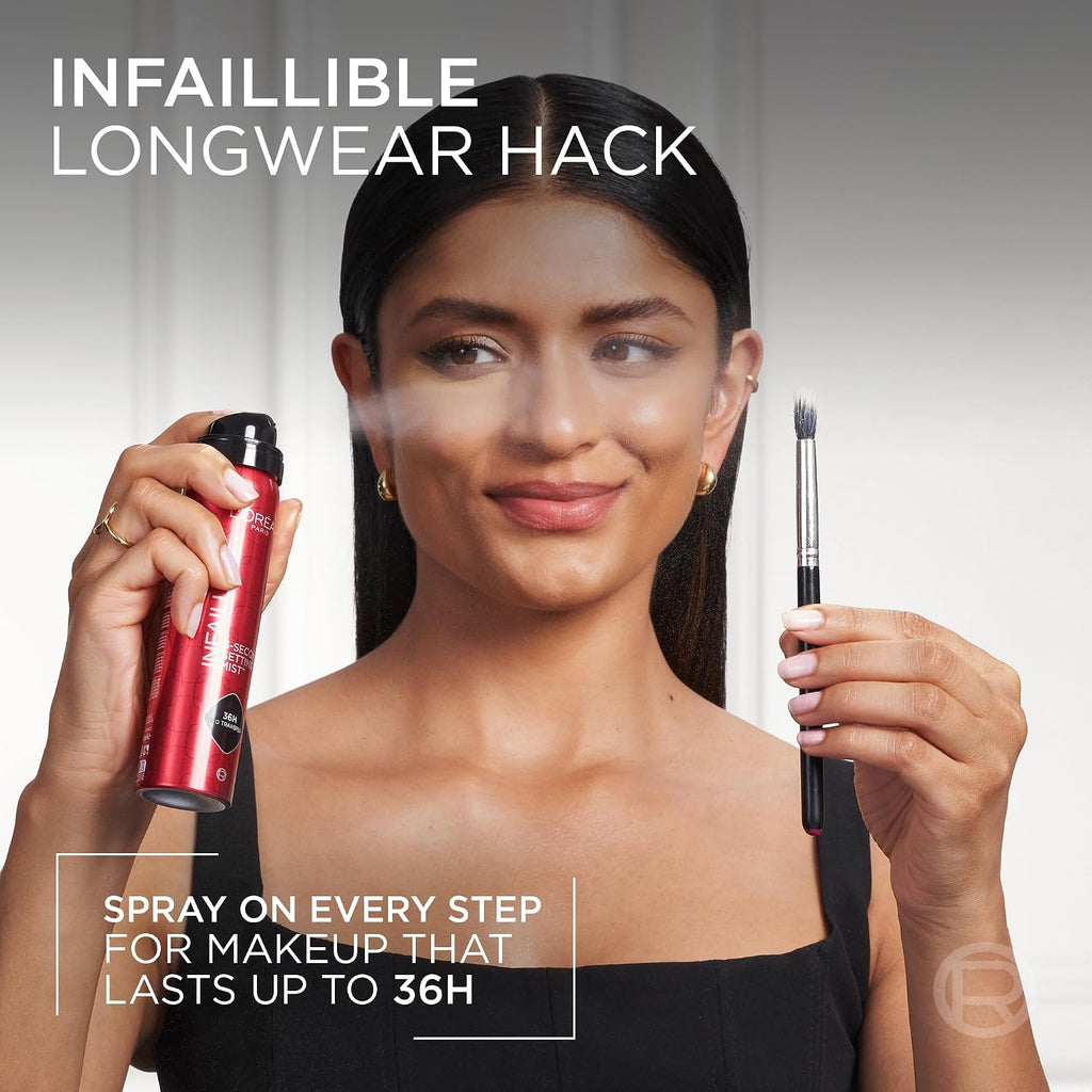 L'Oreal Paris Setting Spray, Infallible 3-Second Makeup Setting Mist for Face, Up To 36 Hour Makeup Wear, Fixing Spray, Waterproof and Sweatproof, Transfer-proof and Non-sticky 75ml