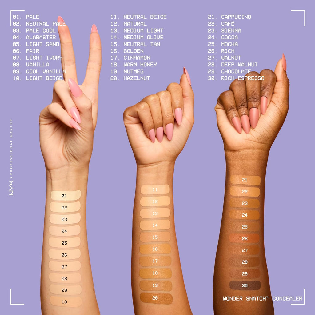 NYX PROFESSIONAL MAKEUP Wonder Snatch Concealer, Brightening, Lifting & Snatching Full Coverage Makeup Concealer with 24HR Wear, Vegan & Cruelty Free Shade Light Ivory