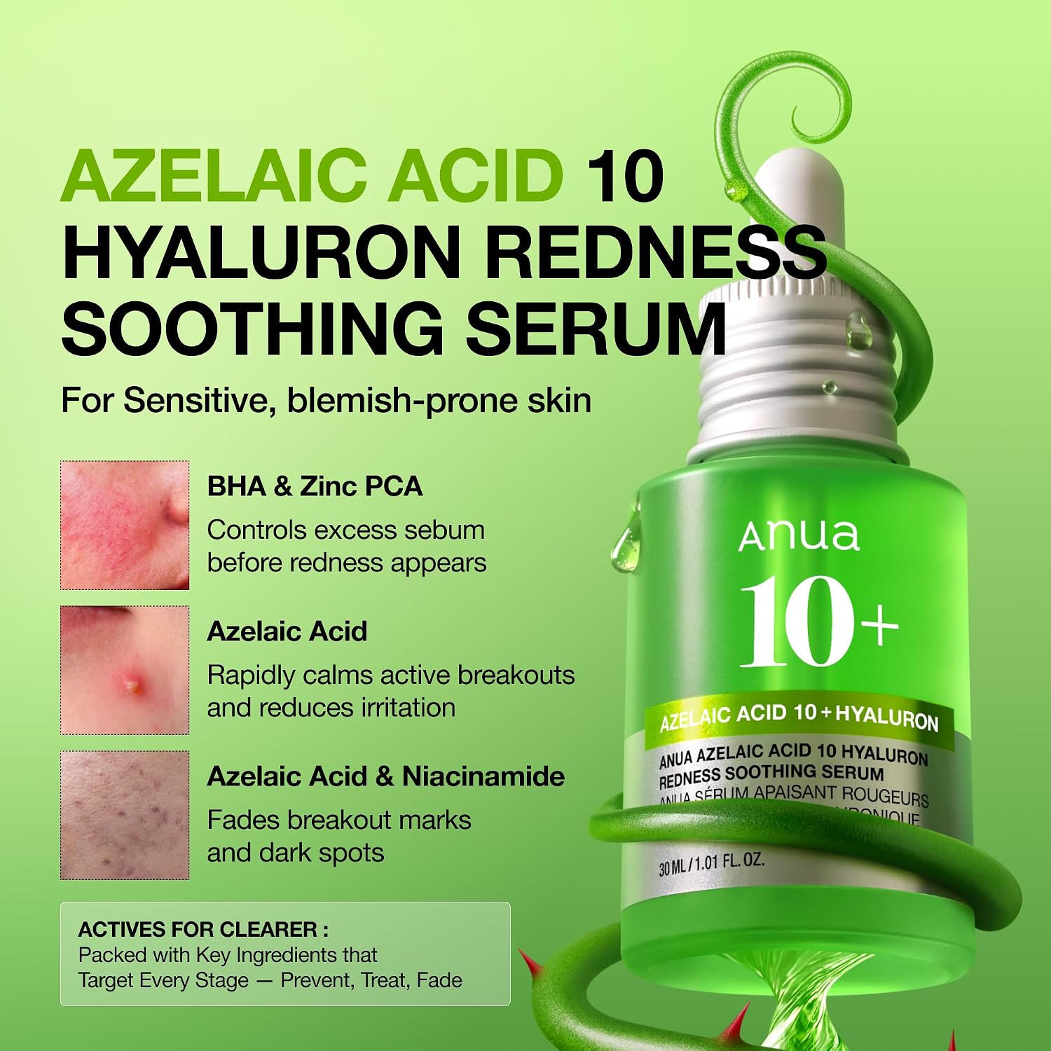 Anua Azelaic Acid 10 Hyaluron Redness Soothing Serum, 30ml