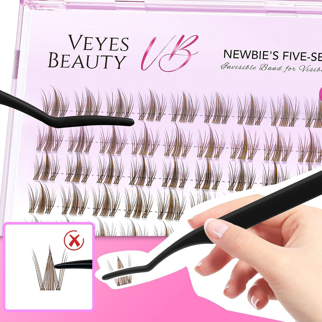 VEYESBEAUTY Manga Lash Clusters Eyelash Extensions Thin & Invisible Band