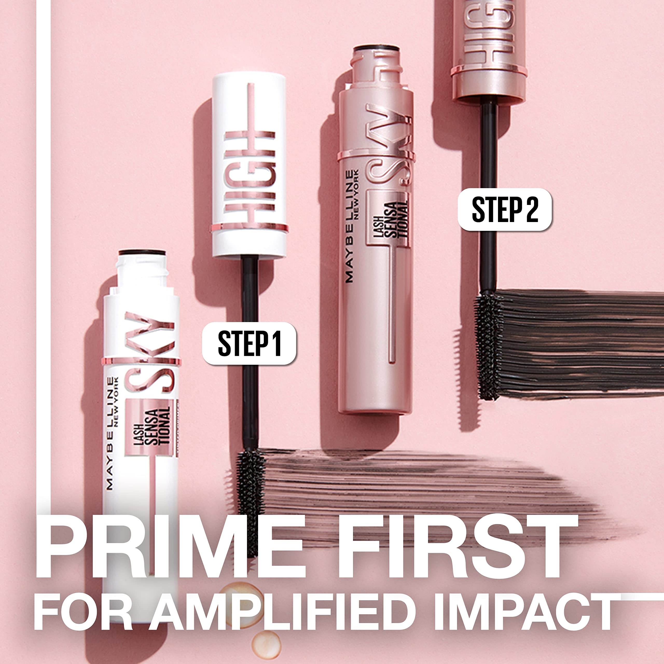Maybelline Lash Sensational Sky High Washable Mascara Makeup, Volumizing, Lengthening, Defining, Curling, Multiplying, Buildable Formula, Blackest Black, 1 Count