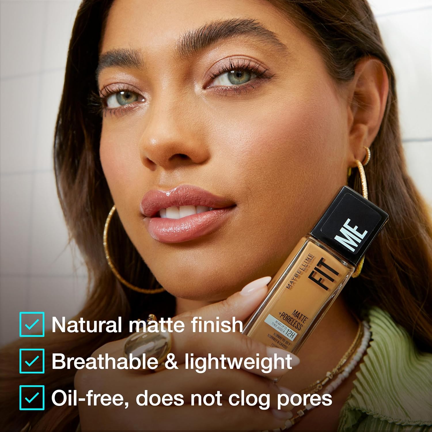 Maybelline New York Liquid Foundation, Full Coverage, Absorbs Oil, Normal to Oily Skin, Fit Matte+Poreless, Natural Beige