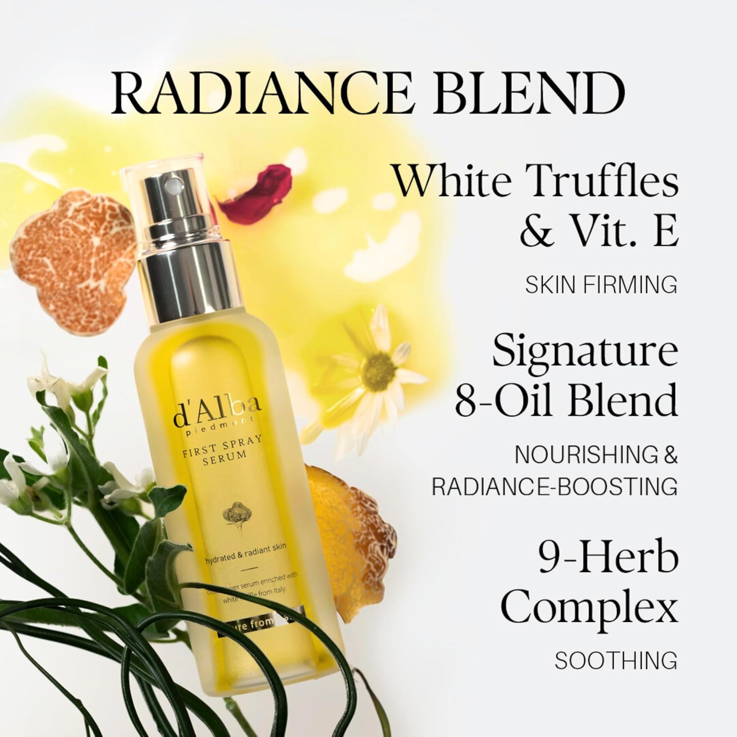 d'Alba Italian White Truffle First Spray Serum, Vegan Skin Care, Hydrating Face Moisturizer, Glow Serum for Radiant Skin, Non Comedogenic, All In One Mist, Korean skincare (100ml)