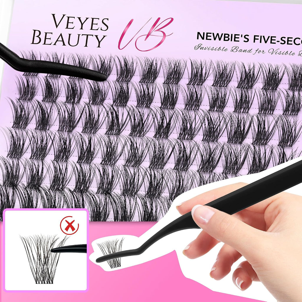 VEYESBEAUTY Manga Lash Clusters Eyelash Extensions Thin & Invisible Band
