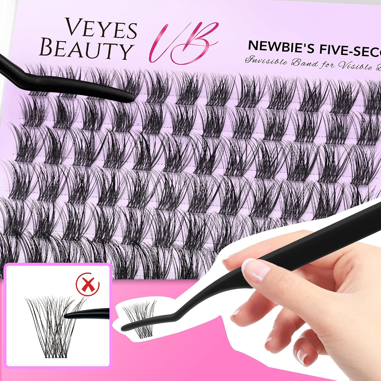 VEYESBEAUTY Manga Lash Clusters Eyelash Extensions Thin & Invisible Band