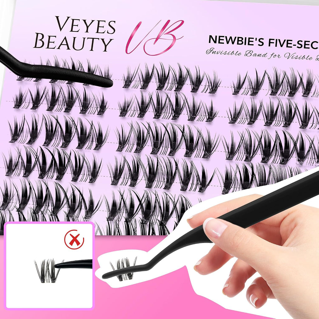 VEYESBEAUTY Manga Lash Clusters Eyelash Extensions Thin & Invisible Band