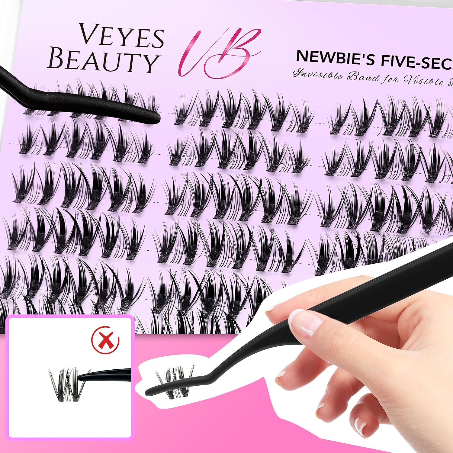 VEYESBEAUTY Manga Lash Clusters Eyelash Extensions Thin & Invisible Band