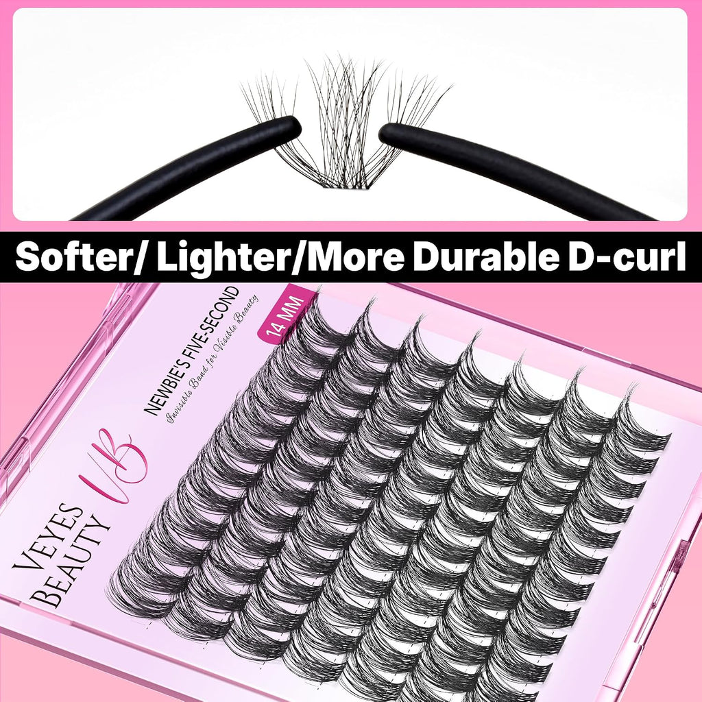 VEYESBEAUTY Manga Lash Clusters Eyelash Extensions Thin & Invisible Band