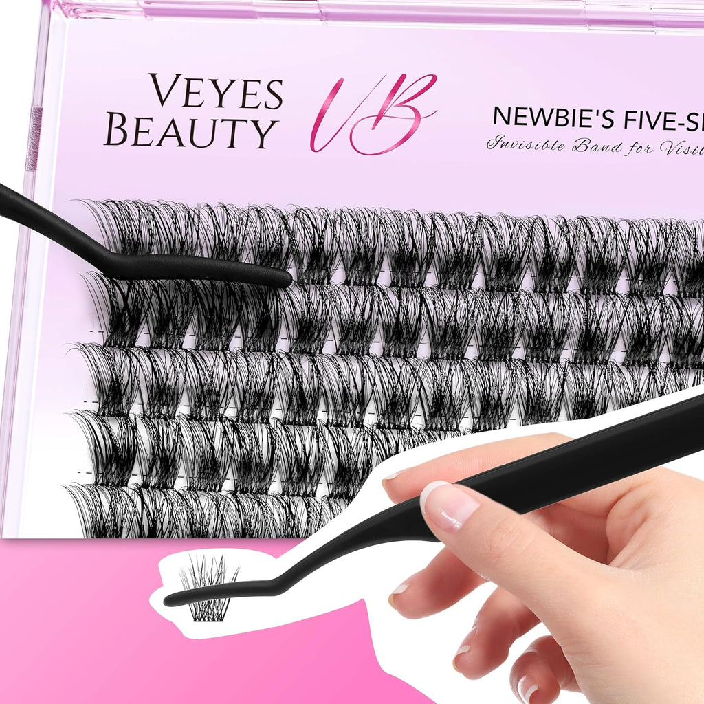 VEYESBEAUTY Manga Lash Clusters Eyelash Extensions Thin & Invisible Band