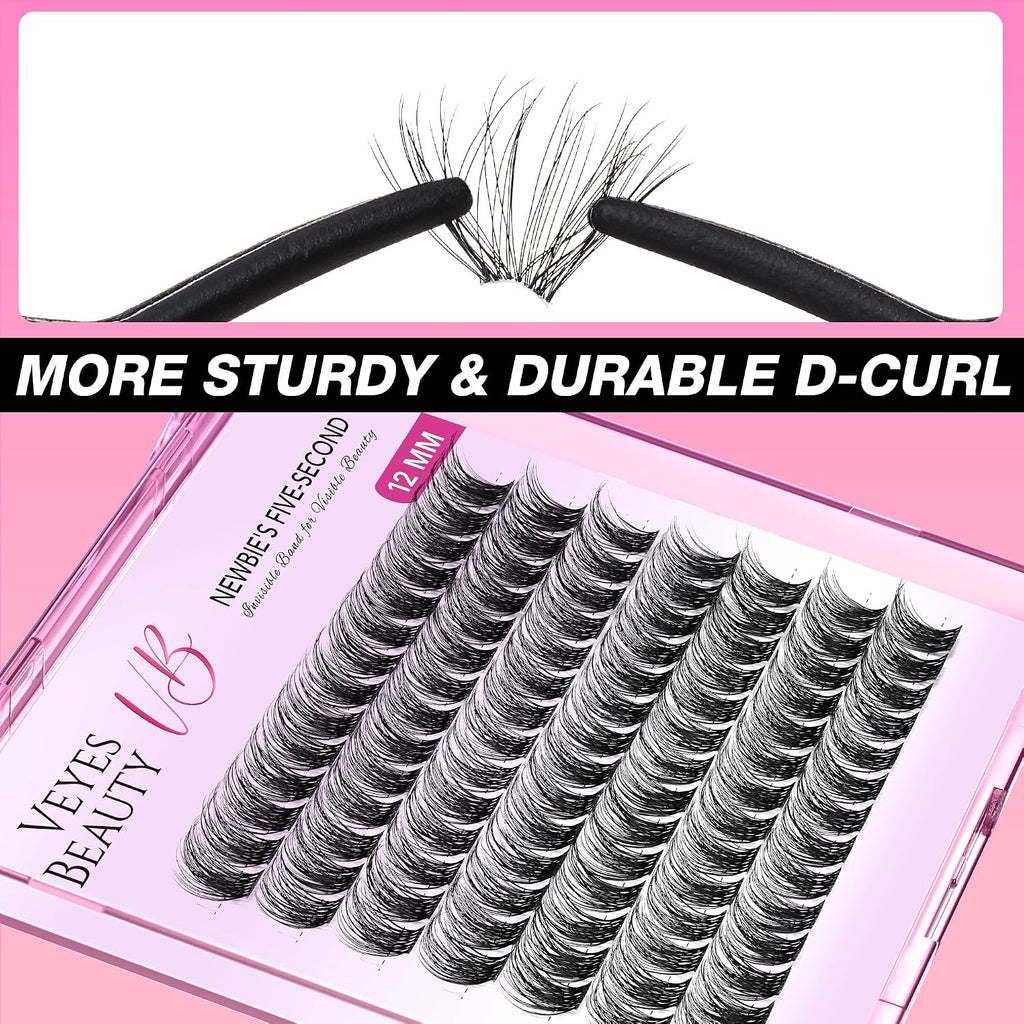 VEYESBEAUTY Manga Lash Clusters Eyelash Extensions Thin & Invisible Band