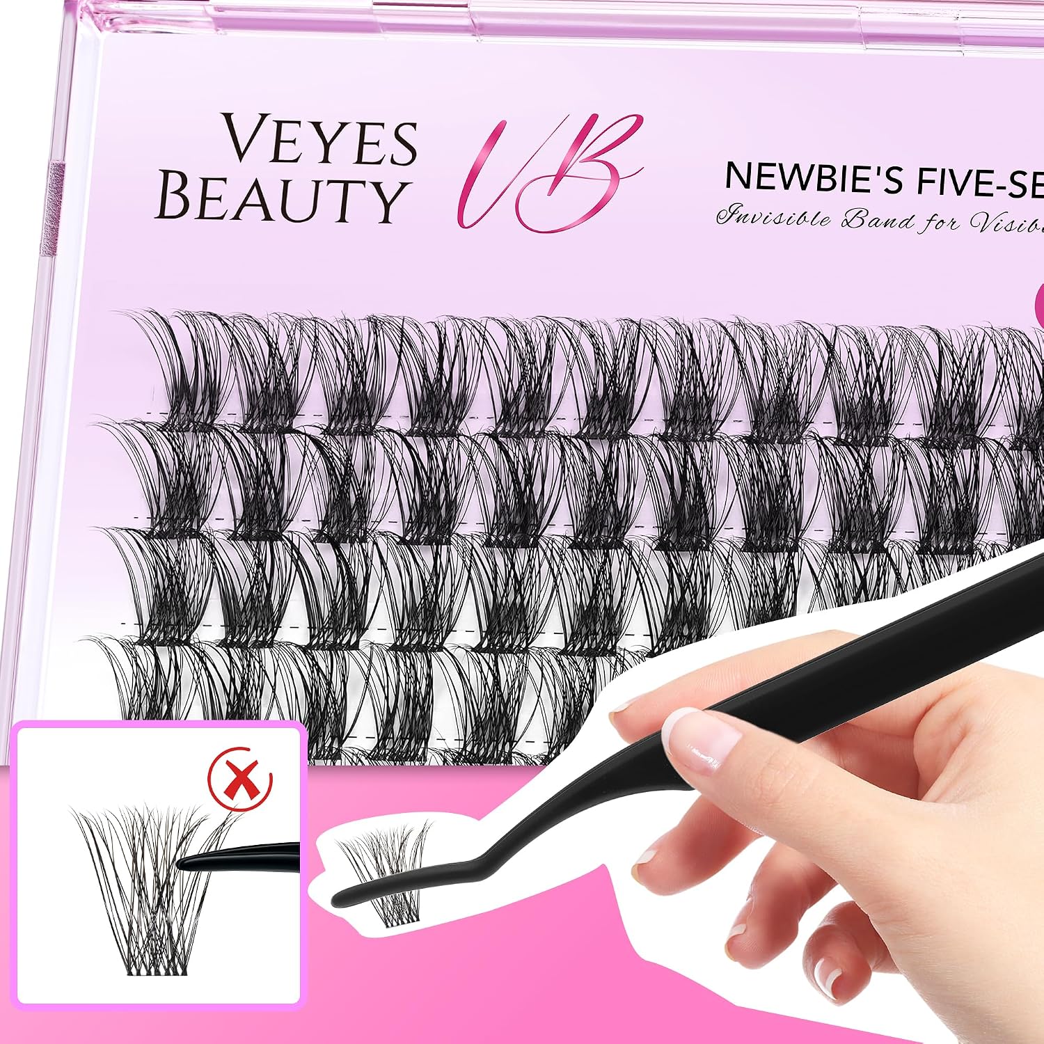 VEYESBEAUTY Manga Lash Clusters Eyelash Extensions Thin & Invisible Band