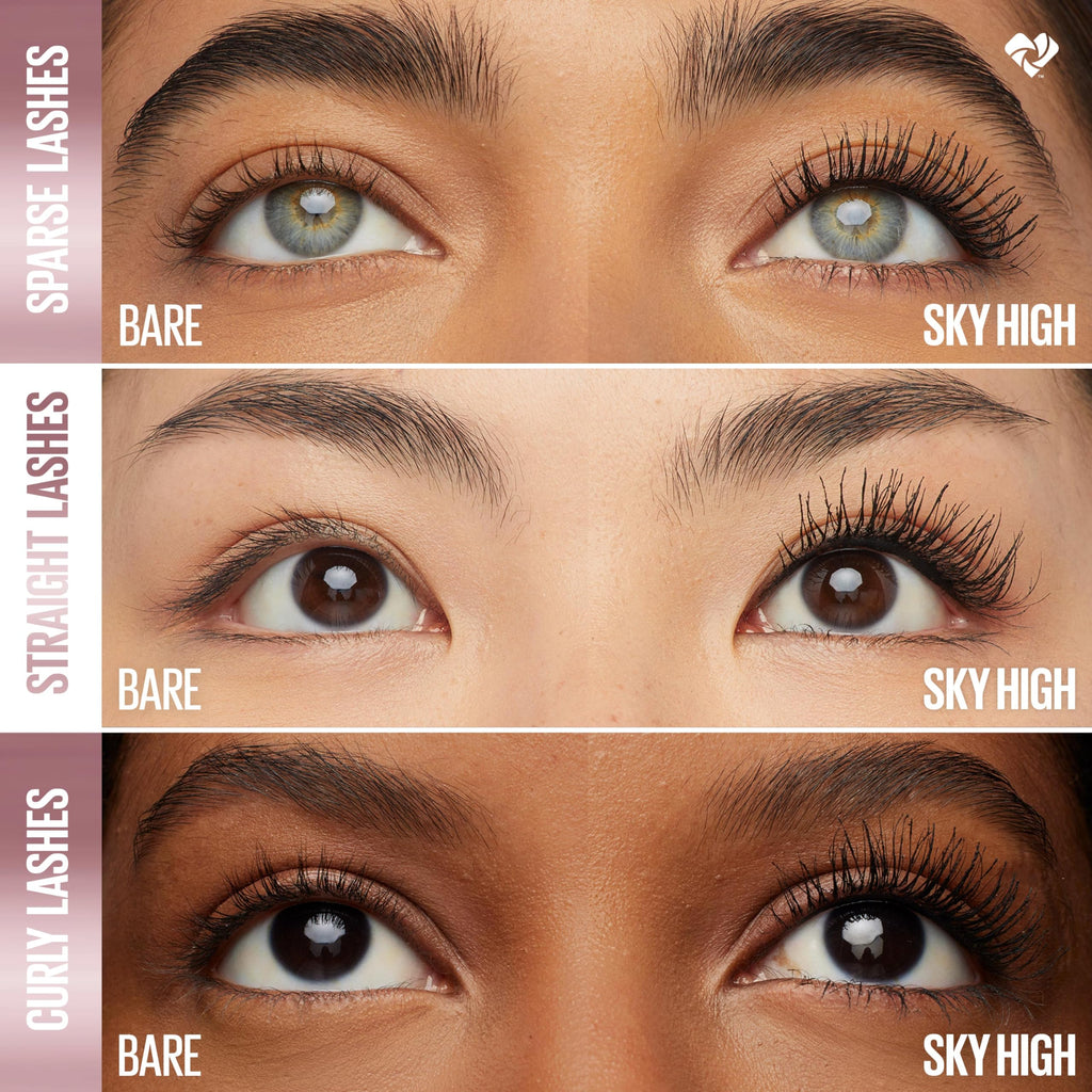 Maybelline Lash Sensational Sky High Washable Mascara Makeup, Volumizing, Lengthening, Defining, Curling, Multiplying, Buildable Formula, Blackest Black, 1 Count