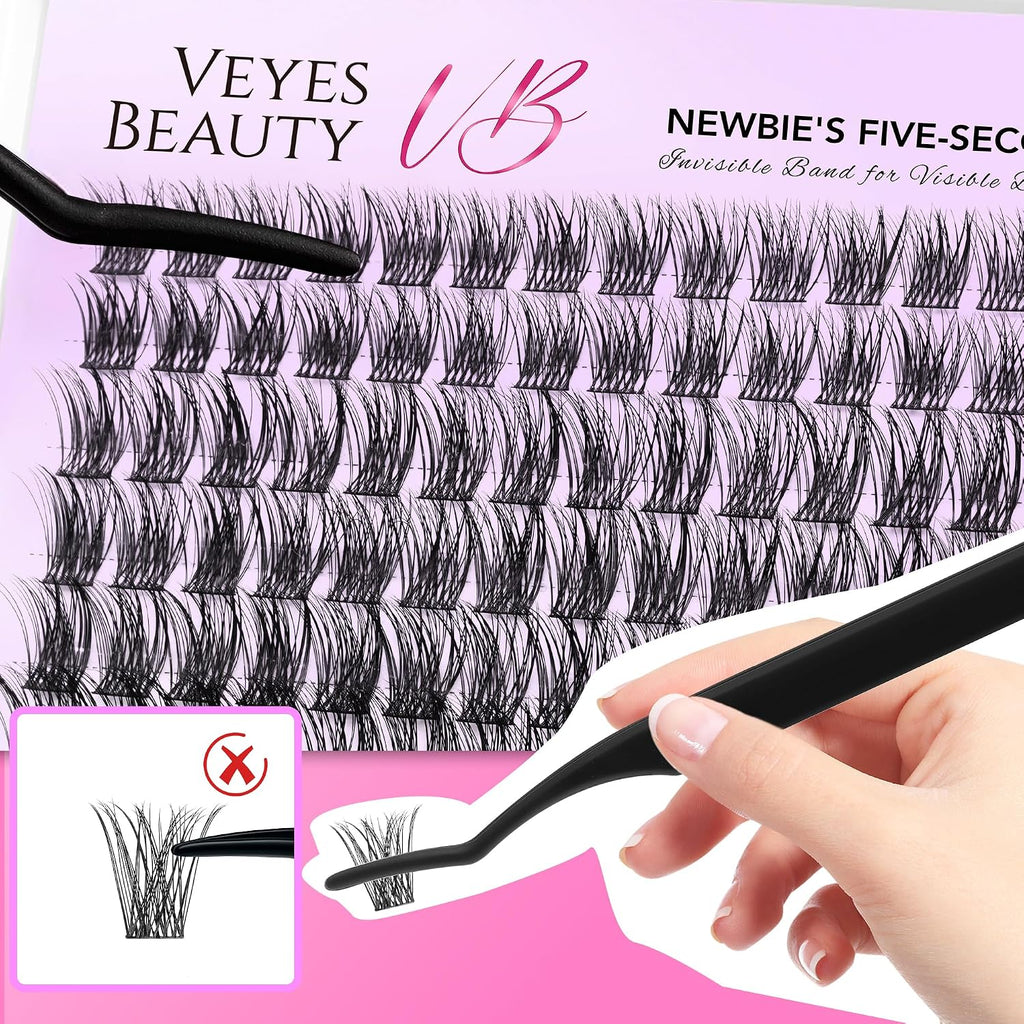 VEYESBEAUTY Manga Lash Clusters Eyelash Extensions Thin & Invisible Band