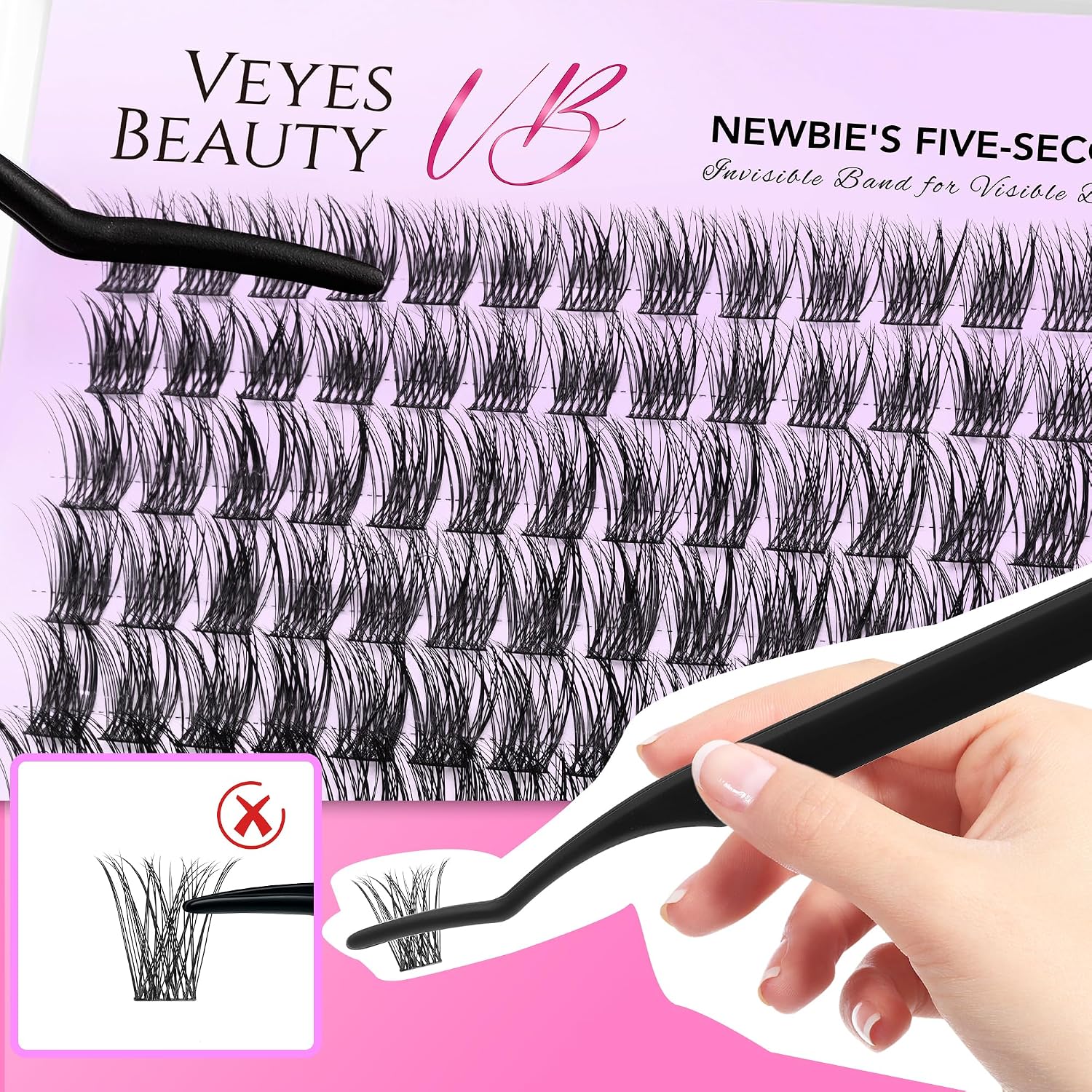 VEYESBEAUTY Manga Lash Clusters Eyelash Extensions Thin & Invisible Band