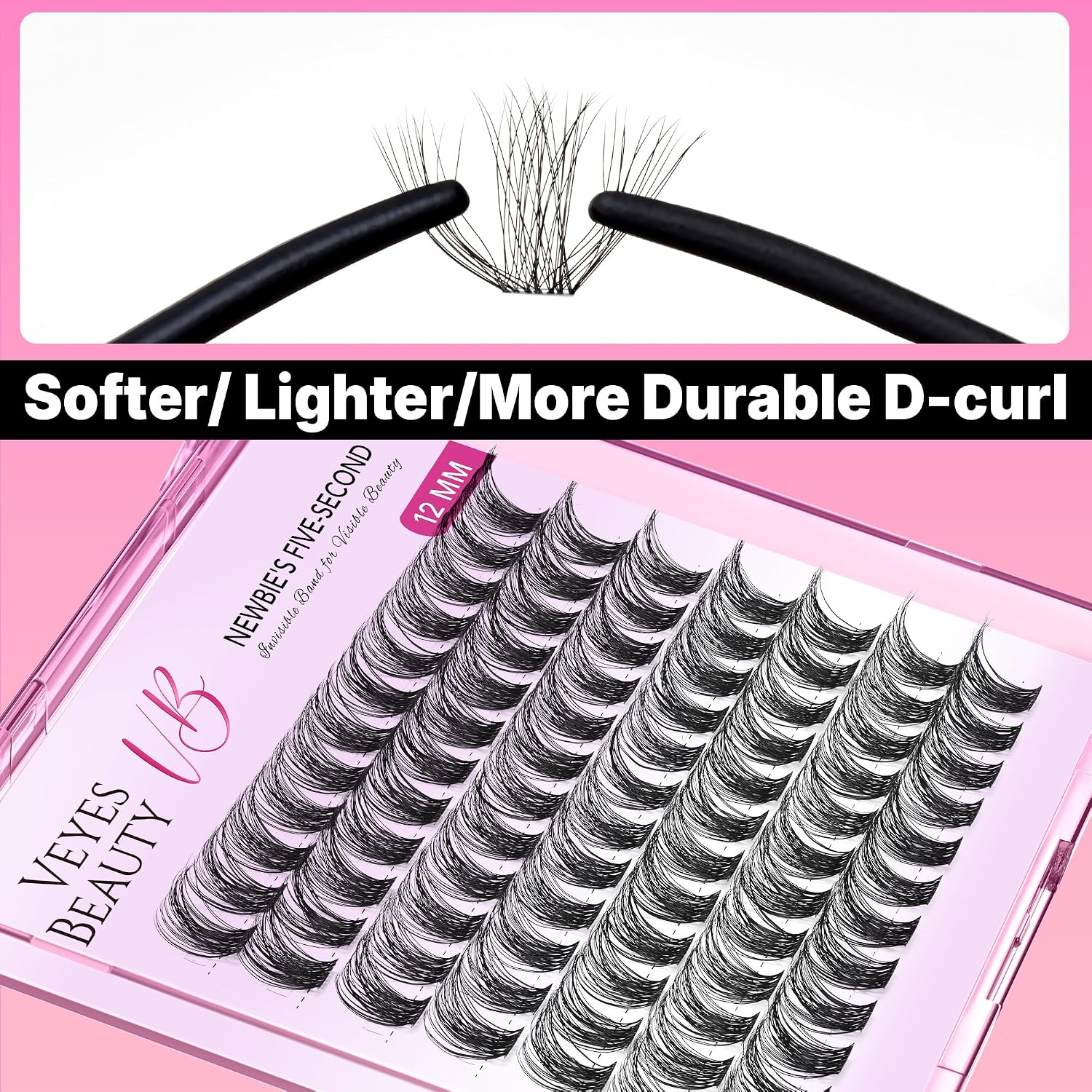 VEYESBEAUTY Manga Lash Clusters Eyelash Extensions Thin & Invisible Band