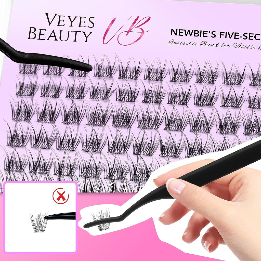 VEYESBEAUTY Manga Lash Clusters Eyelash Extensions Thin & Invisible Band