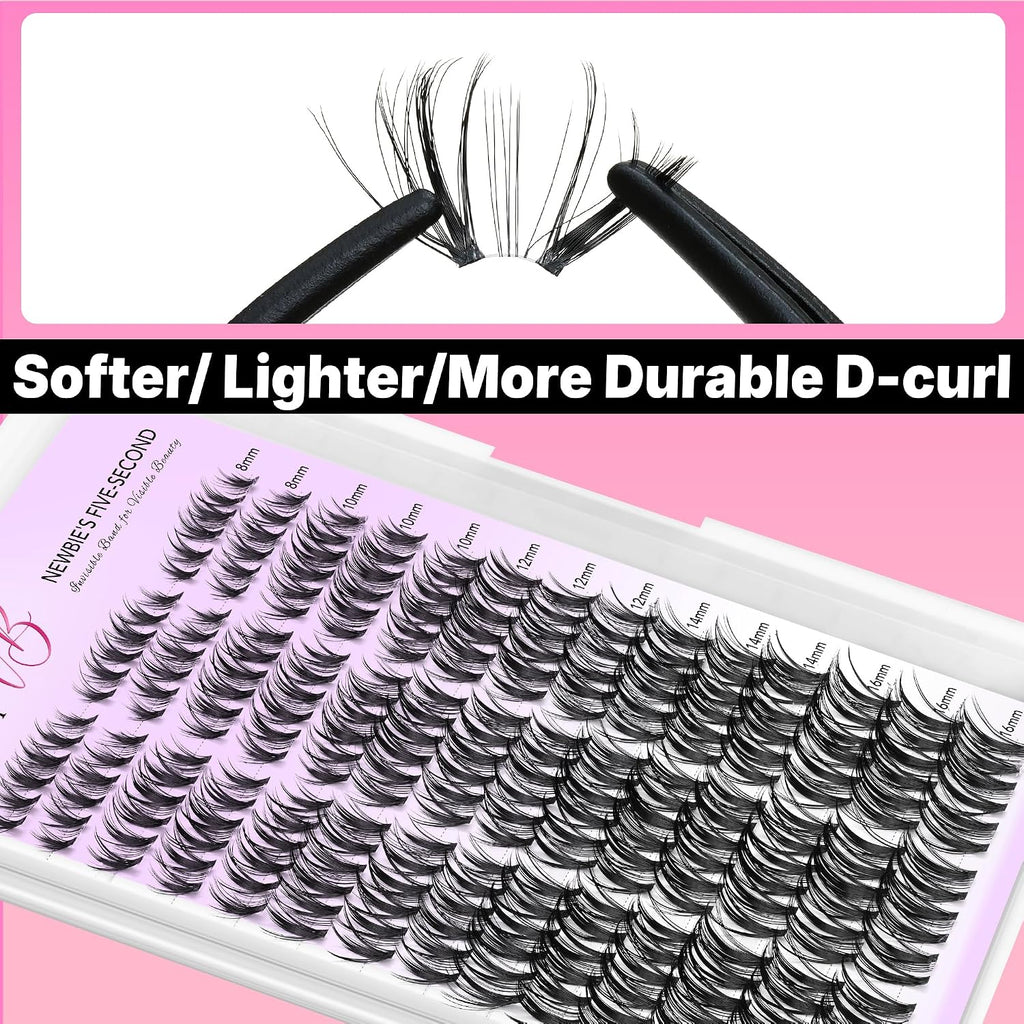 VEYESBEAUTY Manga Lash Clusters Eyelash Extensions Thin & Invisible Band