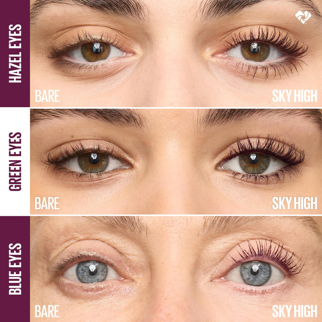 Maybelline Lash Sensational Sky High Washable Mascara Makeup, Volumizing, Lengthening, Defining, Curling, Multiplying, Buildable Formula, Blackest Black, 1 Count