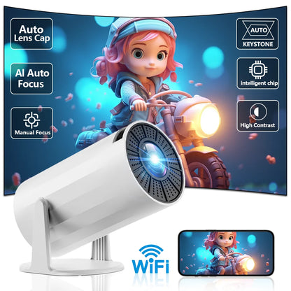 Smart projector, supports 4K/1080P/720P dual WiFi 2.4/5G/BT 5.0, 210ANSI, 720P native resolution for home theater movie night
