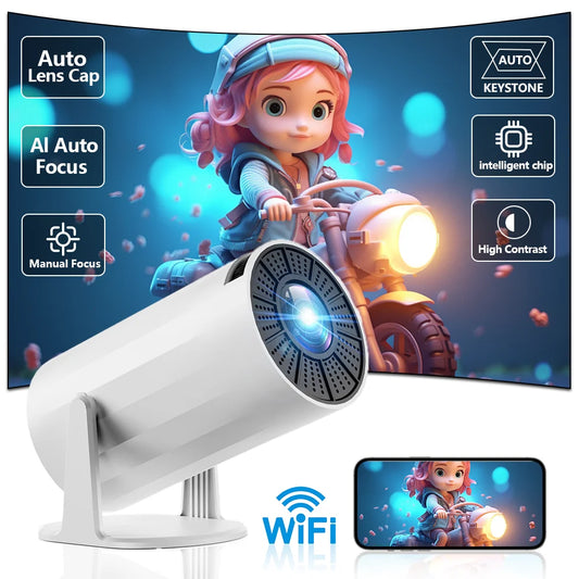 Smart projector, supports 4K/1080P/720P dual WiFi 2.4/5G/BT 5.0, 210ANSI, 720P native resolution for home theater movie night