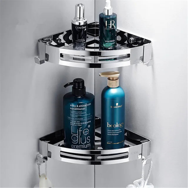 Bathroom Shelf Bath Shower Shelf 304 Stainless Steel Chrome Bathroom Corner shelf Wall Mounted Satin Kitchen Storage holder