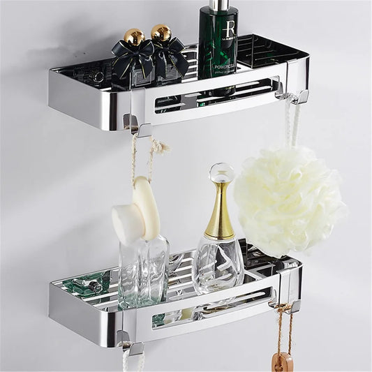 Bathroom Shelf Bath Shower Shelf 304 Stainless Steel Chrome Bathroom Corner shelf Wall Mounted Satin Kitchen Storage holder