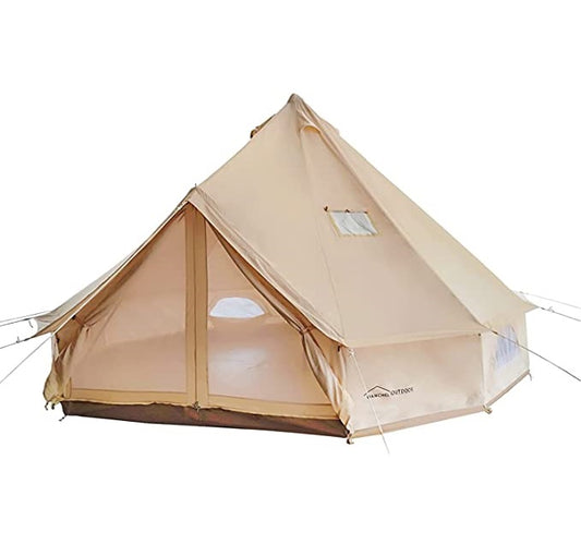 Cotton Canvas Yurt Tent With DIY Cutting Rooftop Stove Jack Bell Tent