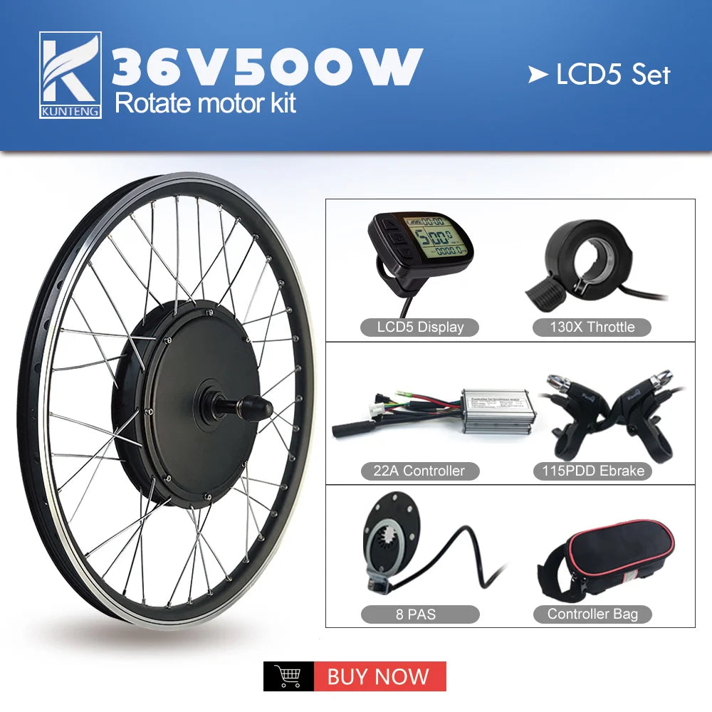 Electric Bicycle Conversion Kit 36V48V 500W Rear Rotate Brushless Gearless Hub Motor  20-29inch 700C For Ebike Conversion Kit