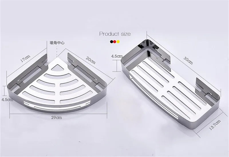 Bathroom Shelf Bath Shower Shelf 304 Stainless Steel Chrome Bathroom Corner shelf Wall Mounted Satin Kitchen Storage holder