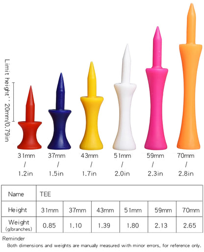 50pcs/pack Tees Step Down Golf Tees Plastic Golf Tee Colorful Best for all Over Sized Drivers, Irons & Hybrids. Longer Drives