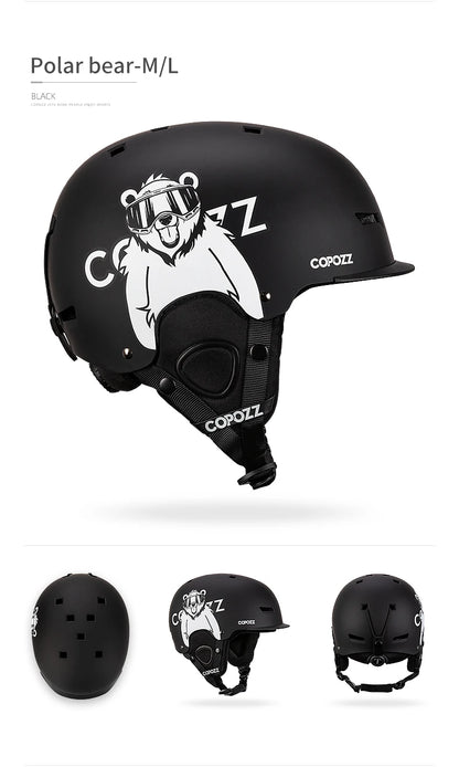 COPOZZ New Unisex Ski Helmet Certificate Half-covered Anti-impact Skiing Helmet For Adult and Kids Snow Safety Snowboard Helmet