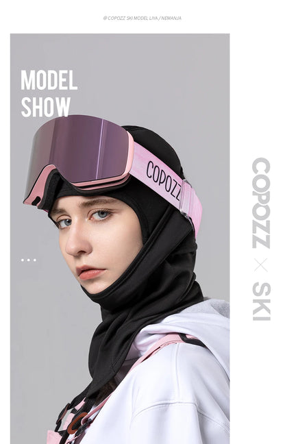 COPOZZ OTG Ski Goggle Snowboard Mask For Men Women Yellow Lens Case Eyewear Kit Cylindrical UV400 Protection Snow Glasses Adult