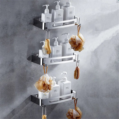 Bathroom Shelf Bath Shower Shelf 304 Stainless Steel Chrome Bathroom Corner shelf Wall Mounted Satin Kitchen Storage holder