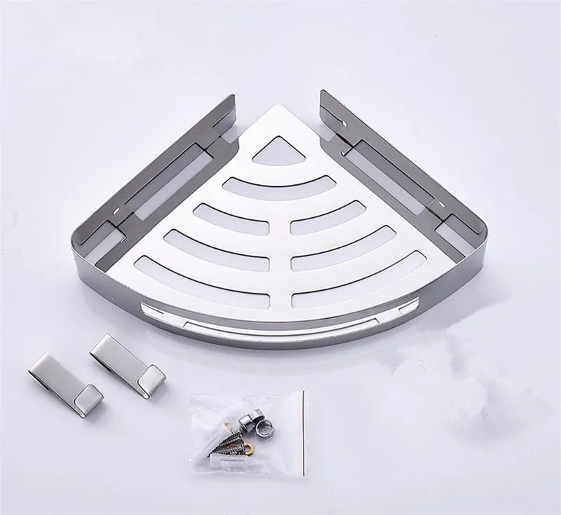 Bathroom Shelf Bath Shower Shelf 304 Stainless Steel Chrome Bathroom Corner shelf Wall Mounted Satin Kitchen Storage holder