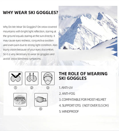 COPOZZ Brand Ski Goggles Men Women double layers big Snowboard Goggles Anti-fog UV400 Skate Skiing Snowboard Goggles