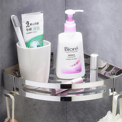 Bathroom Shelf Bath Shower Shelf 304 Stainless Steel Chrome Bathroom Corner shelf Wall Mounted Satin Kitchen Storage holder