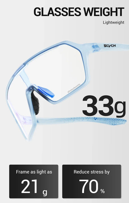 SCVCN Color Photochromic Cycling Glasses UV400 Sunglasses for Men Women Driving Glasses MTB Road Bike Sport Eyewear Running