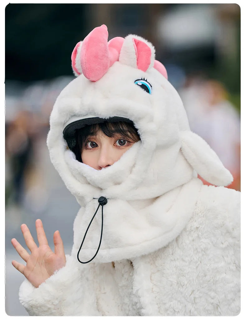 Unicorn Ski Helmet Cover Cartoon Neck Warmer Winter Hat Comfortable Skiing Head Warmer Cute Ski Helmet Hood Ski Accesories