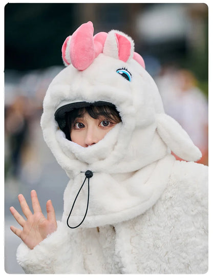 Unicorn Ski Helmet Cover Cartoon Neck Warmer Winter Hat Comfortable Skiing Head Warmer Cute Ski Helmet Hood Ski Accesories