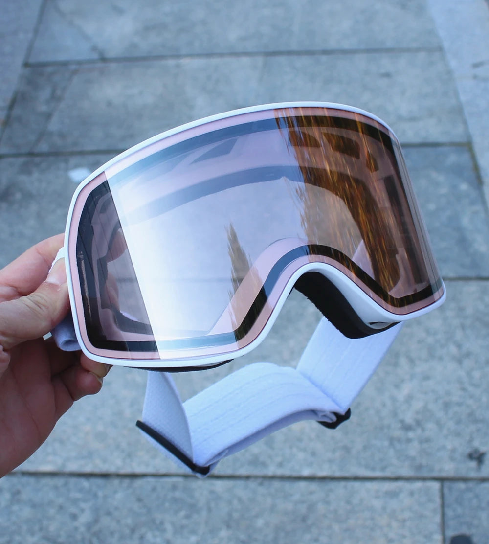 Big Ski Snowboard Goggles Women Men Skiing Eyewear Mask UV 400 Snow Protection Over Glasses Adult Double Anti-Fog Cylindrical